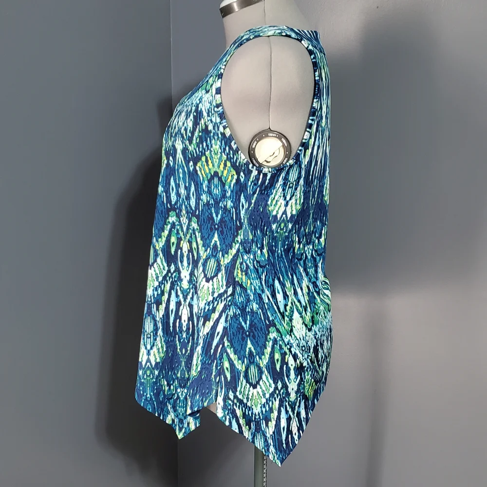 New Directions Vibrant Blue and Green Women's Wicking Tank Top Size M - Picture 2 of 5